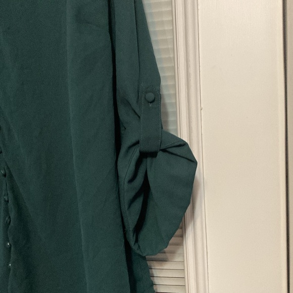 Teal Button-Down Women's Top - Picture 3 of 8